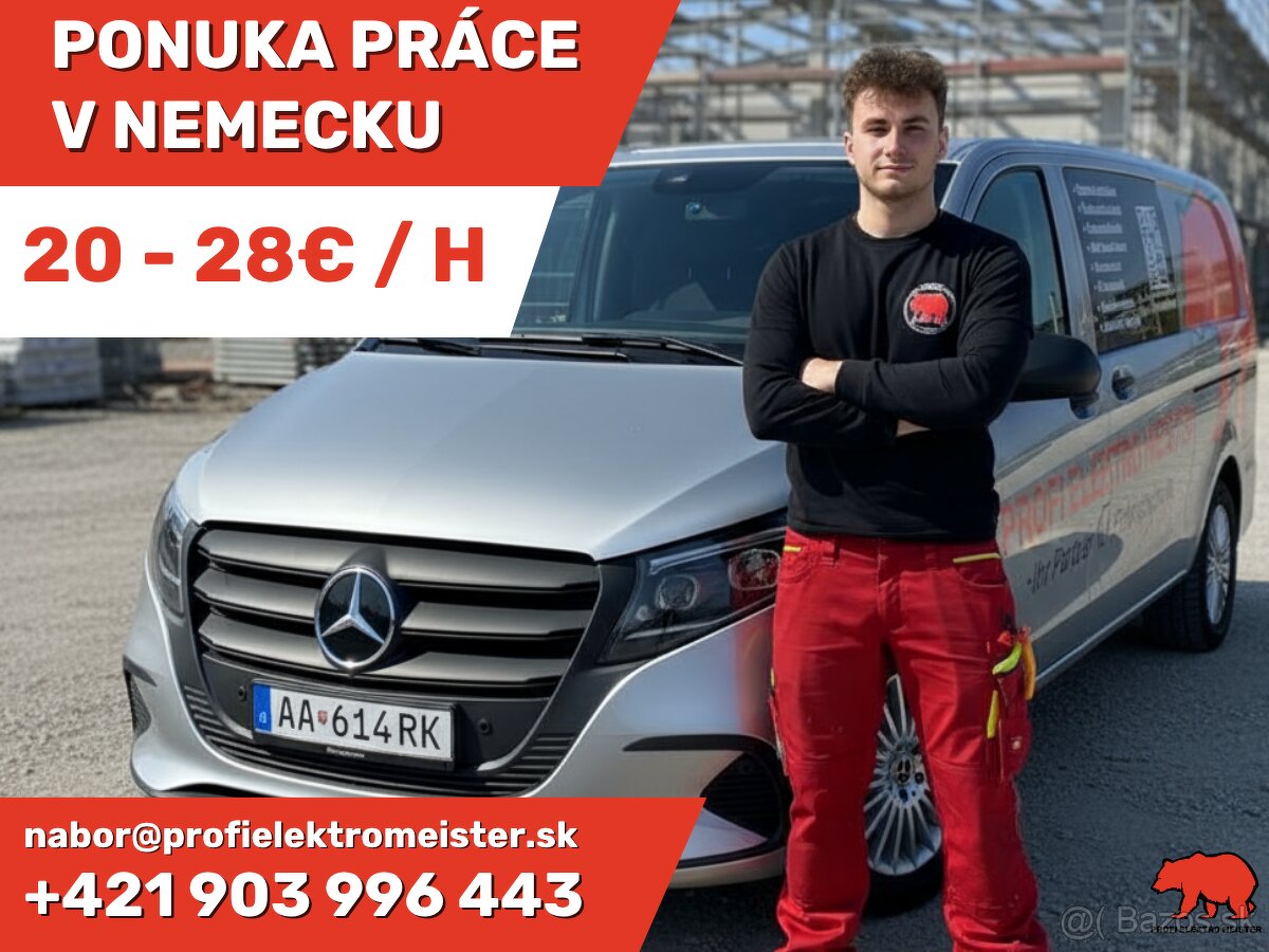 Nemecko – práca elektrikára 20–28 €/hod