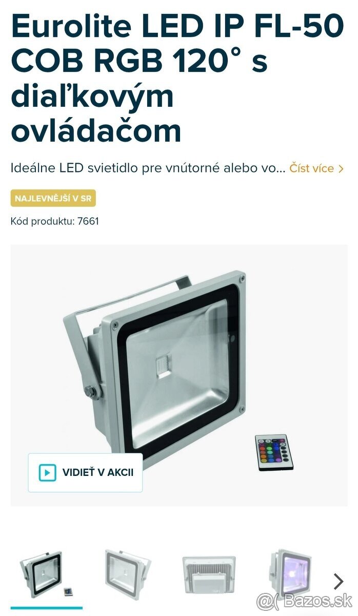 Eurolite LED IP FL-50 COB RGB 120° s diaľkovým ovládačom