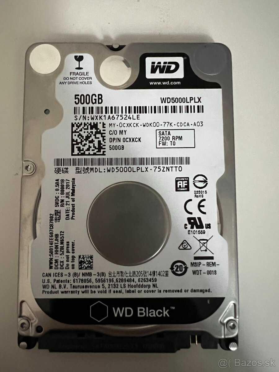Western Digital WD5000LPLX-75ZNTT0 - 500GB 7.2K RPM SATA 7mm