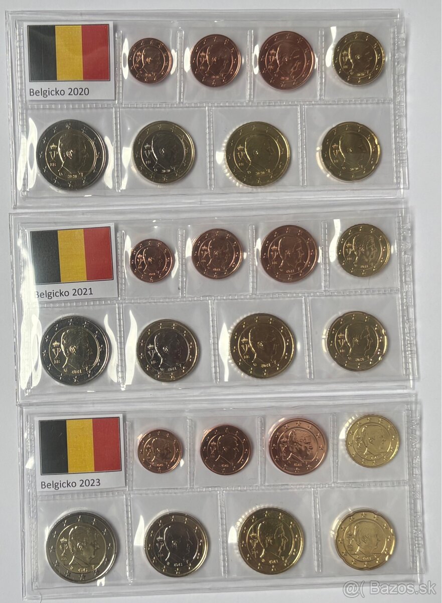Sady euro minci 1 cent - 2 euro v UNC kvalite.