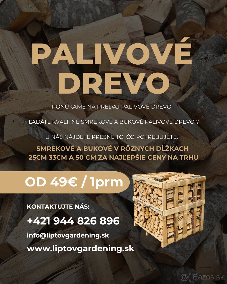 Palivové drevo buk a smrek – štiepané, ukladané, 25/33/50 cm