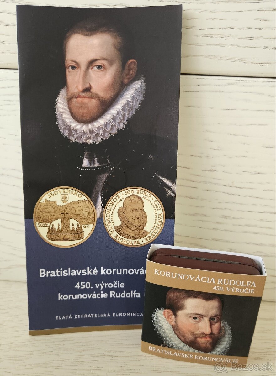 Zlata zberatelska minca 100€ Korunovacia Rudolfa 2022