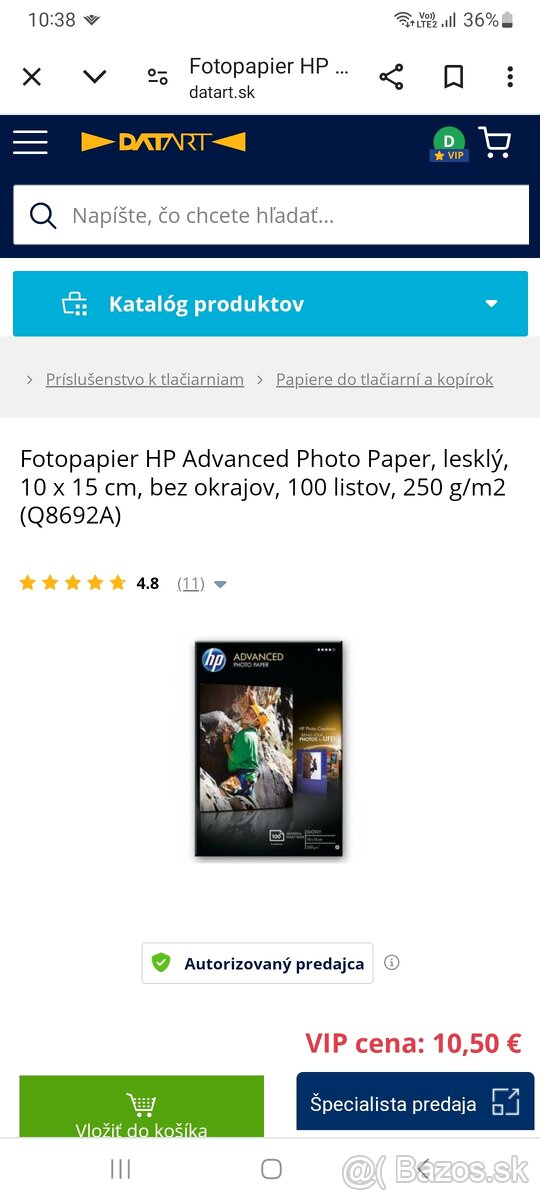 Fotopapier HP 10x15cm