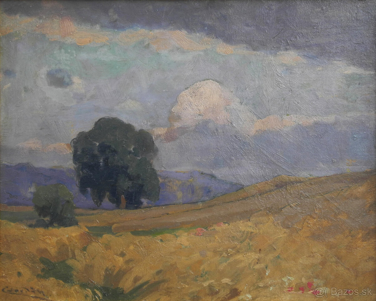Csordák Ľudovít, Krajina so stromom, po roku 1900, olej