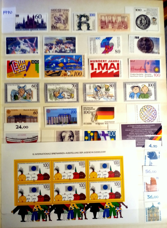 Predám poštové známky DEUTSCHLAND čisté roky 1990 - 2000