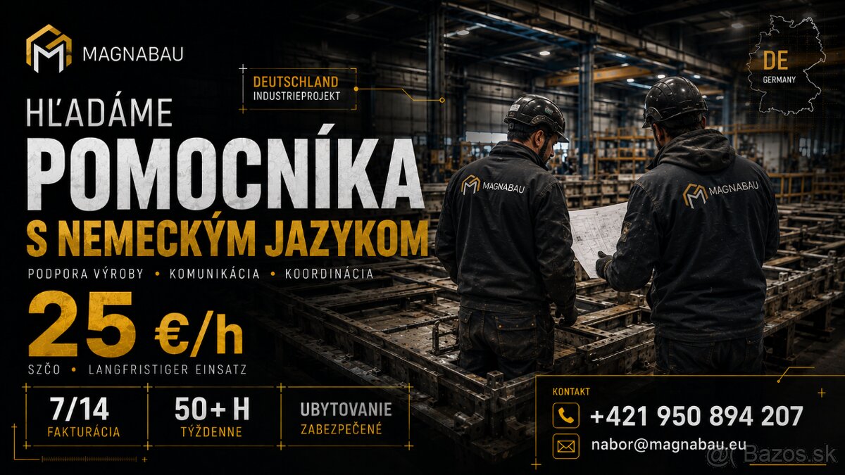 POMOCNÍK S NEMČINOU – NEMECKO | 25 €/HOD