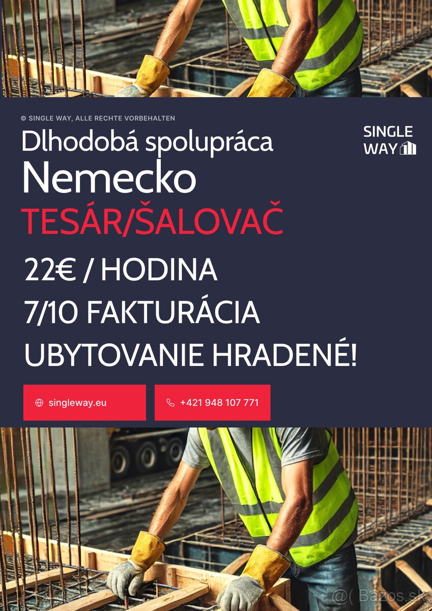 HĽADÁME TESÁROV DO BETONÁRKY A STAVBU 20-22EUR