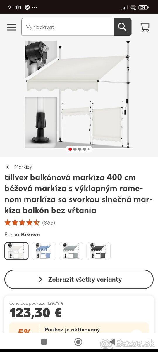 Balkónova Markíza 400cm
