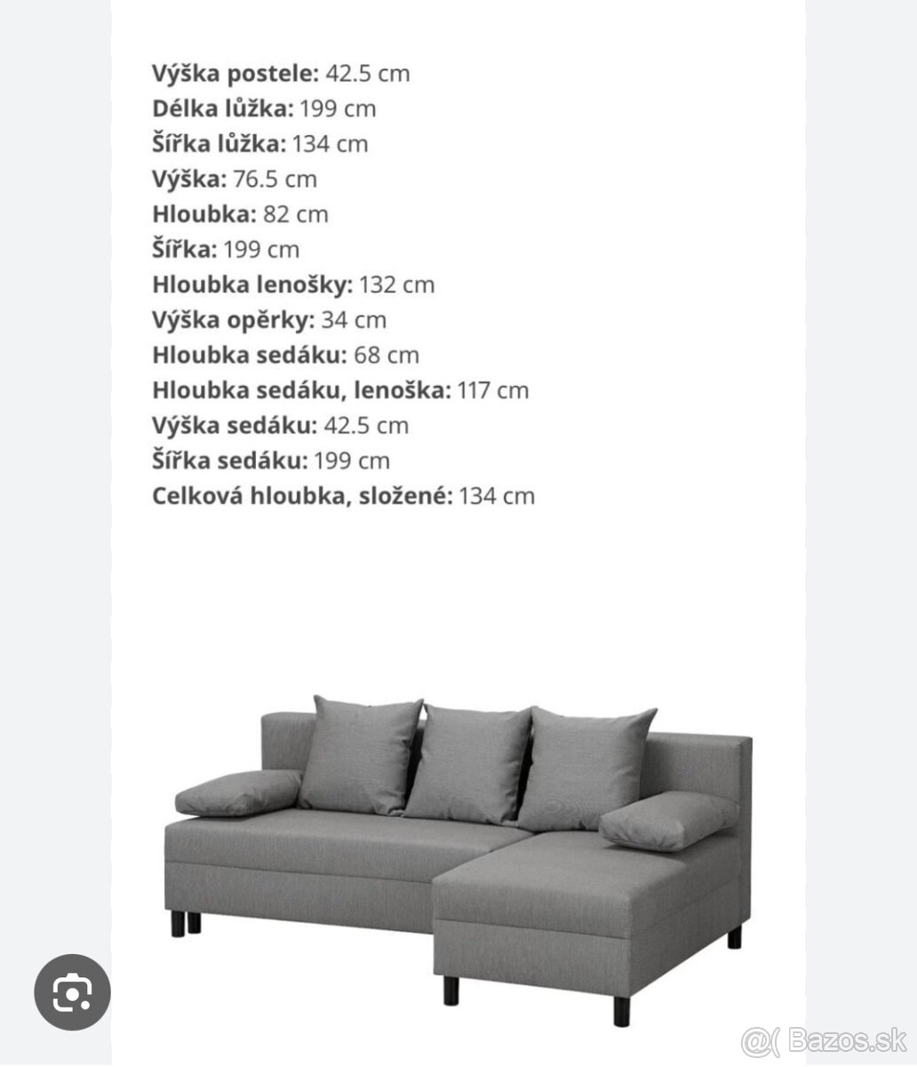 Rozkladacia rohova pohovka IKEA ANGSTA s uloznym priestorom