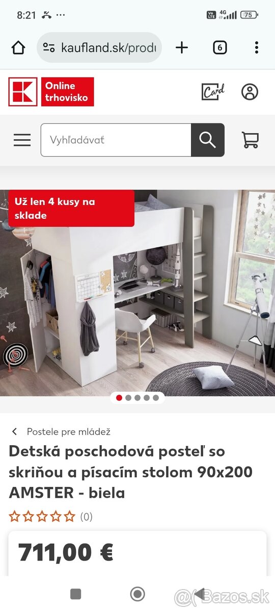 Poschodová posteľ zo skrinou a Pc stolíkom plus matrac