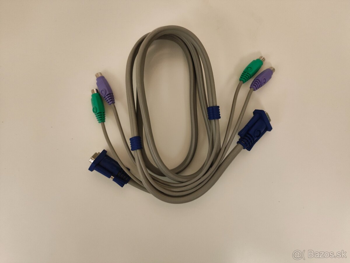Predám VGA + PS/2 KVM kábel (klávesnica + myš + VGA)