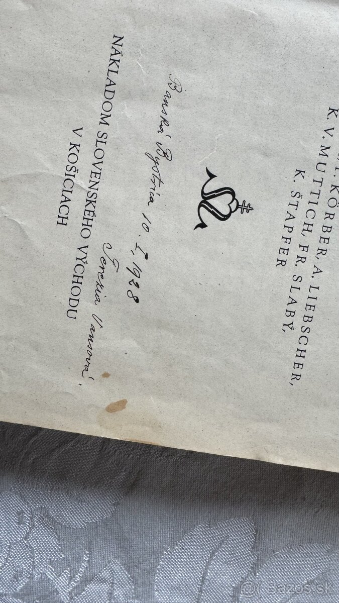 podpis Terézia Vansová 1928