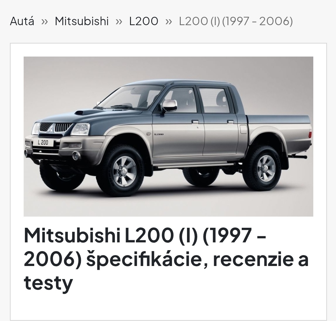 Mitsubishi L200 2,5 td 73 kw 1997 az 2006
