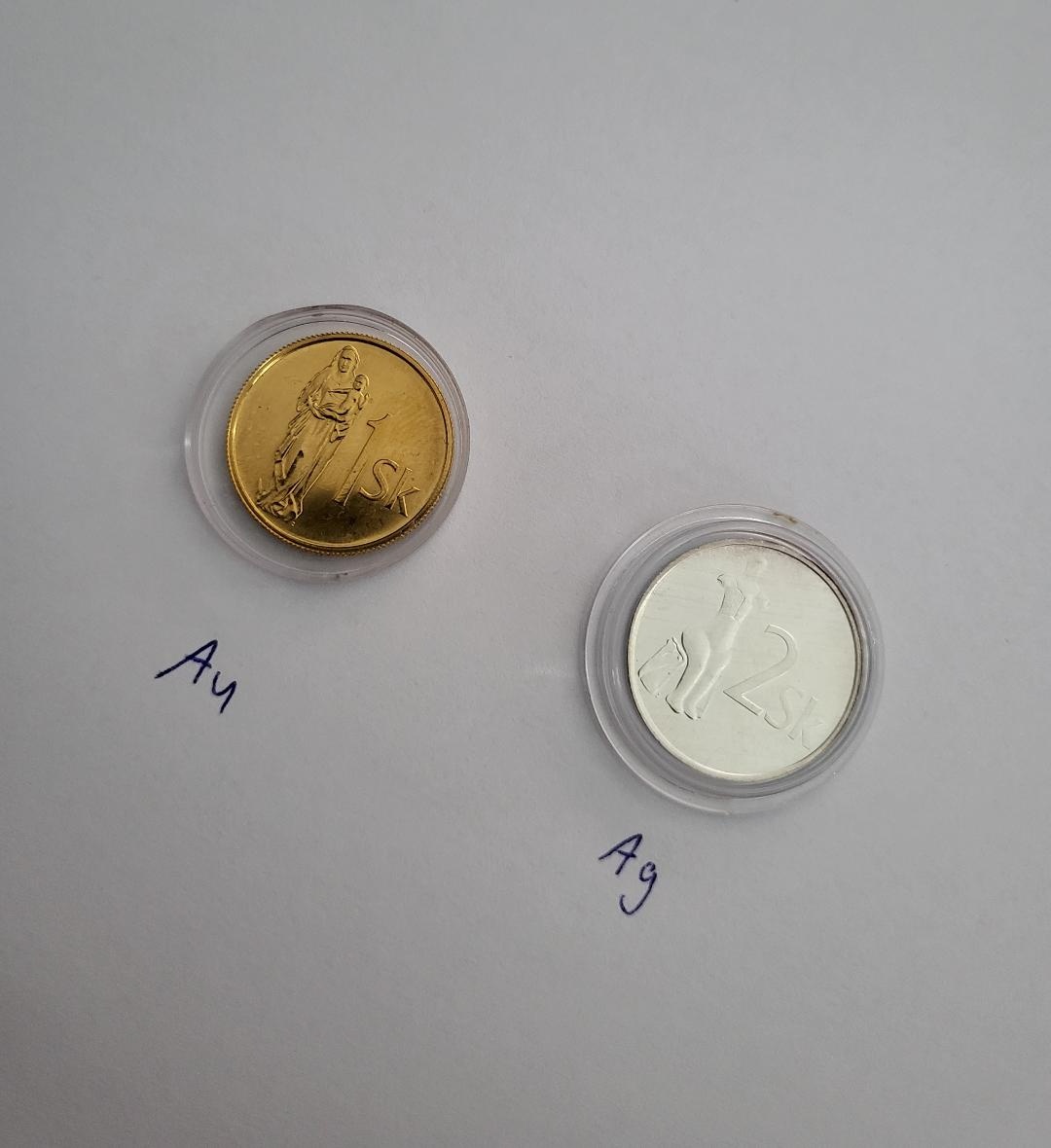 RARITNÉ MINCE ZLATÁ 1 SK 2002 + STRIEBORNÁ 2 SK 2002
