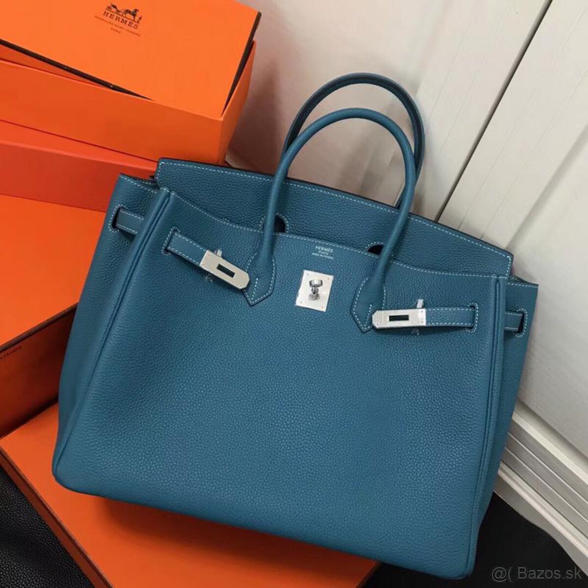 Kabelka Hermès Birkin 30 talianská modrá