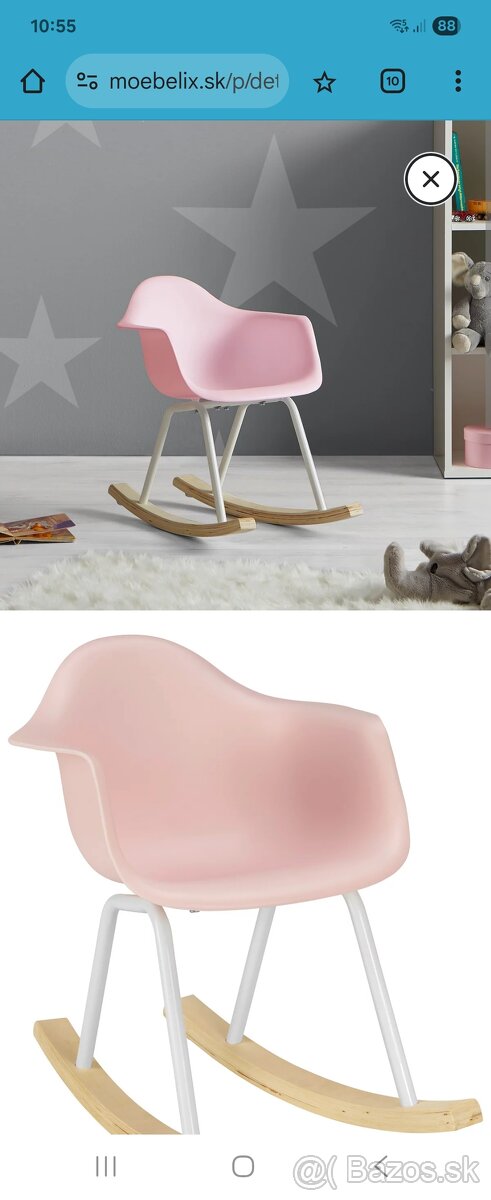 Detske ruzove hojdacie kreslo