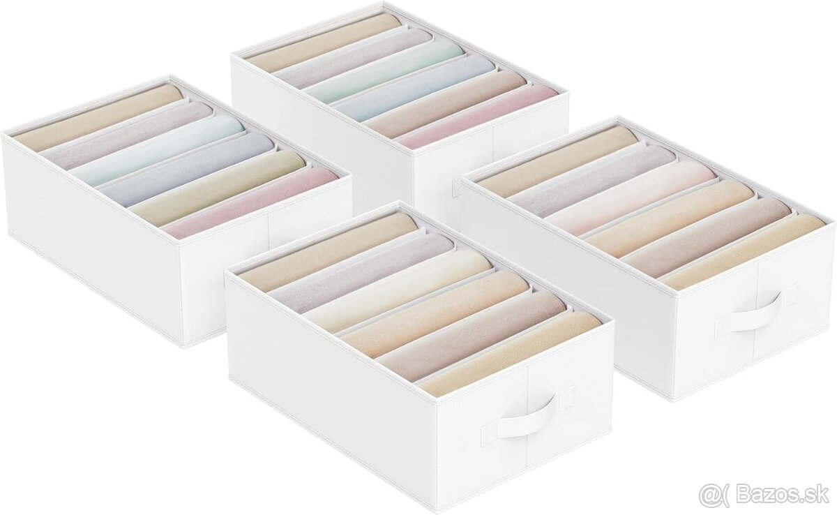 SONGMICS skladacie organizéry na oblečenie – set 4 ks, biele