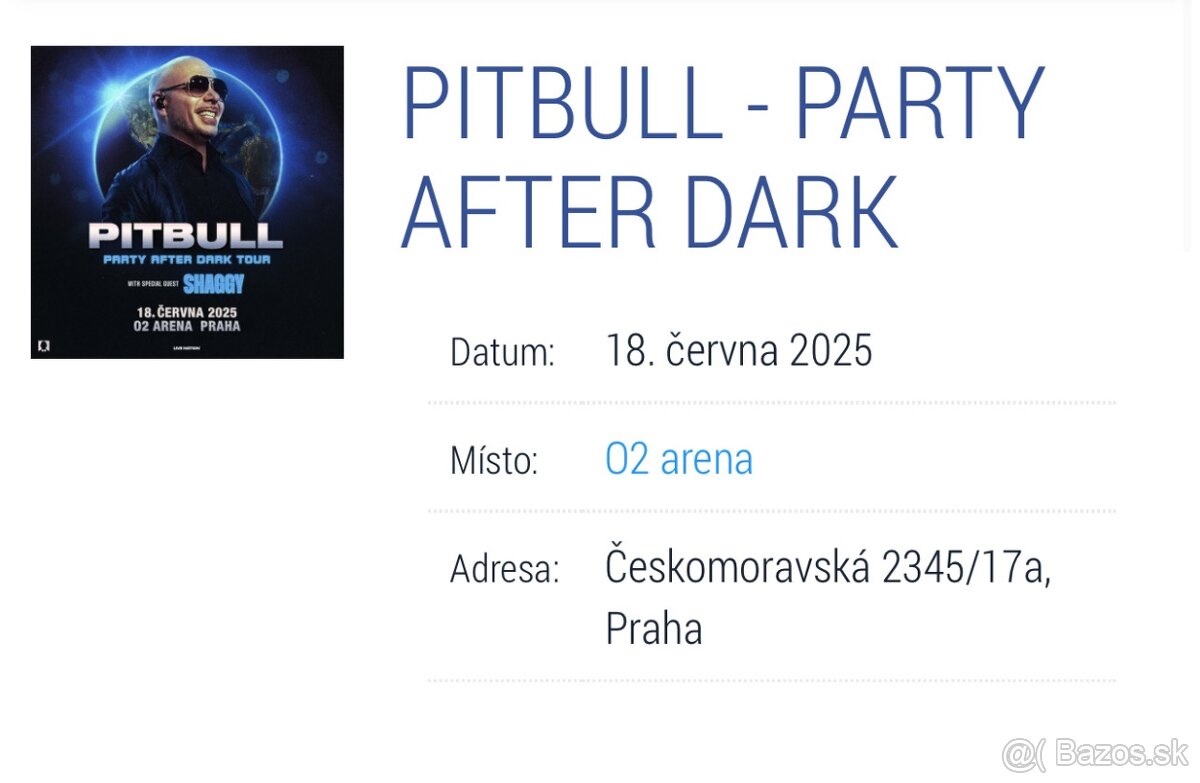PITBULL KONCERT PRAHA 18. 6. 2025