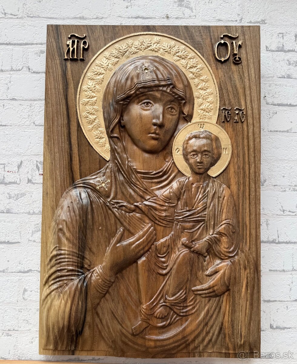 Panna Mária s Ježiškom - drevená plastika