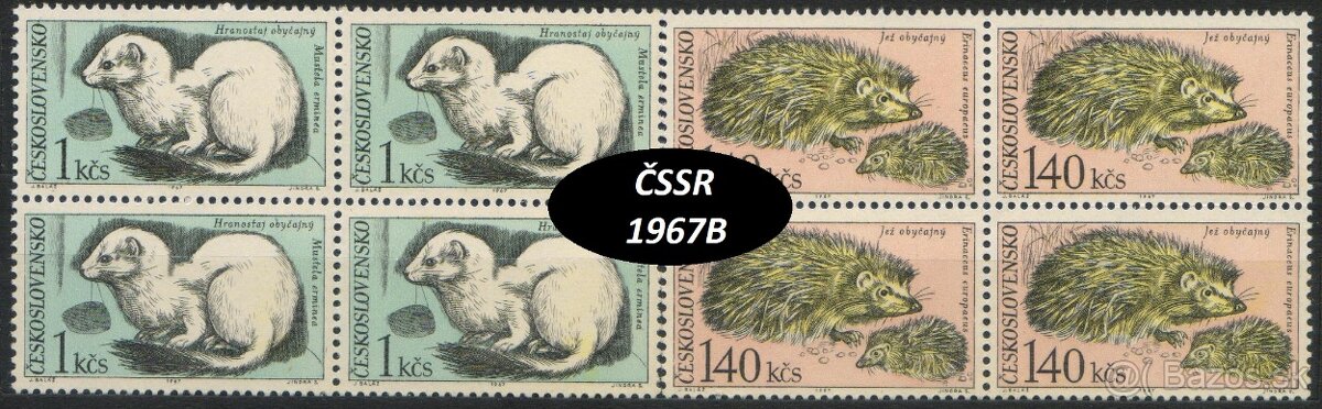 Poštové známky, filatelia: ČSSR 1945-58, čisté štvorbloky