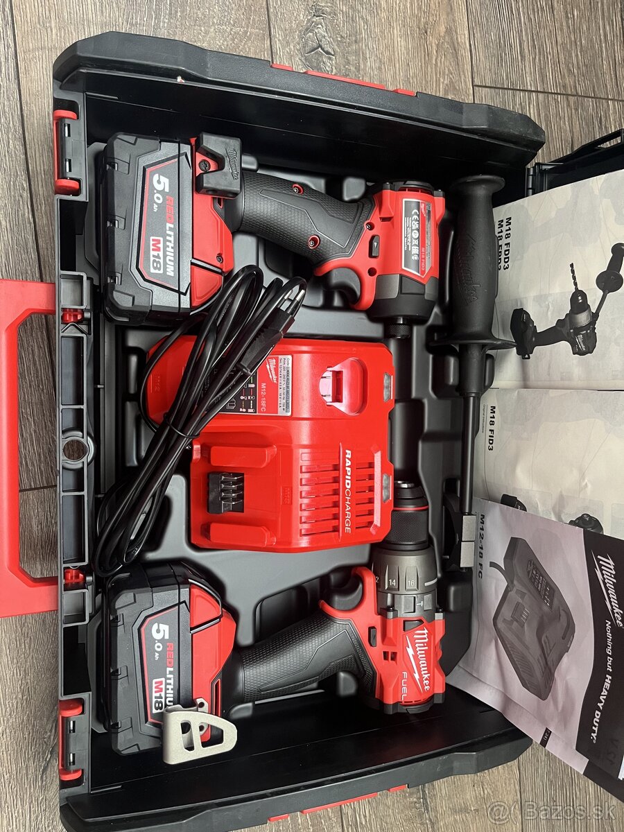 MILWAUKEE M18FPP2A3-502X vŕtačka s príklepom,rázový uťahovák