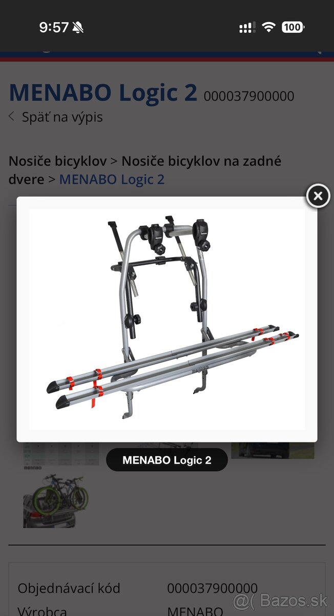Nosič na bicykle Menabo Logic