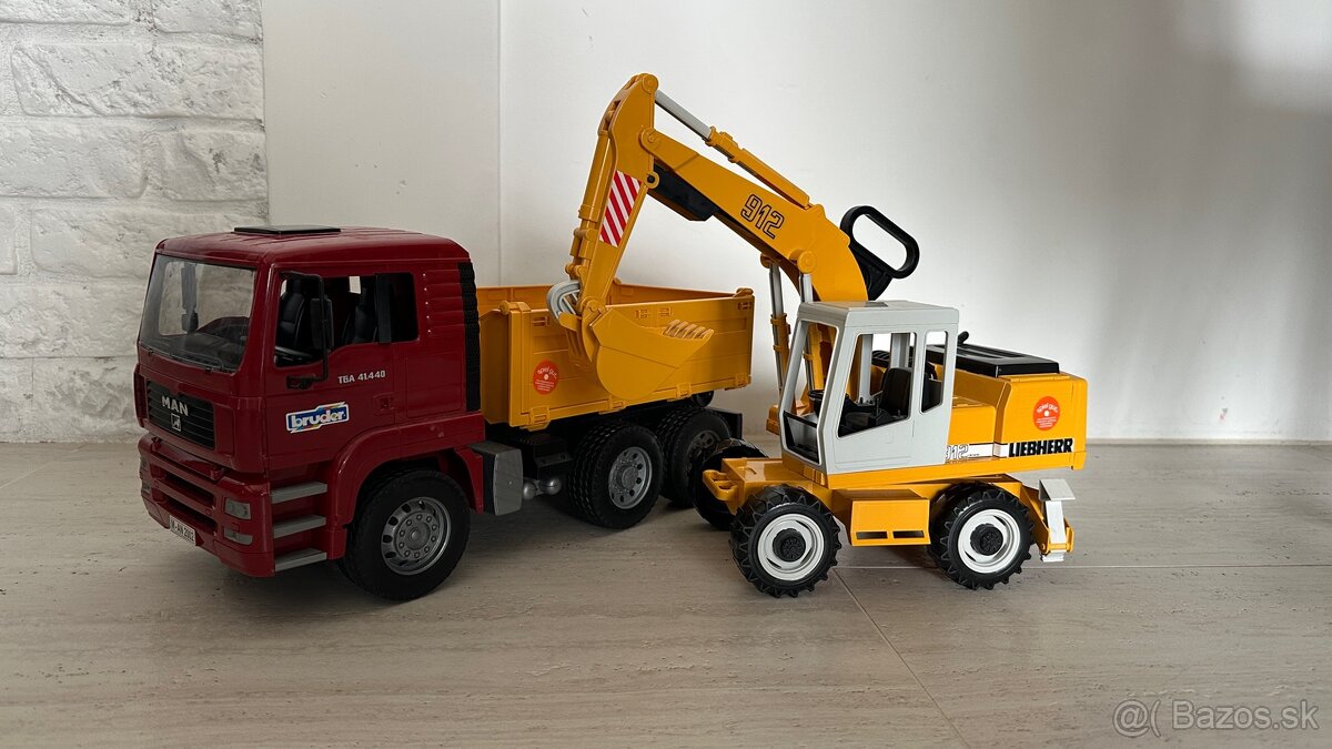 Bruder 2751 MAN TGA sklápač + rýpadlo LIEBHERR