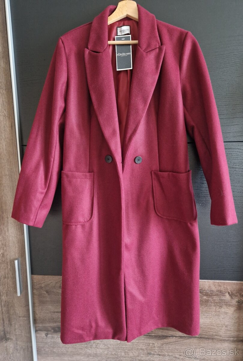 Damsky kabat bordový veľkosť S nový s visackou