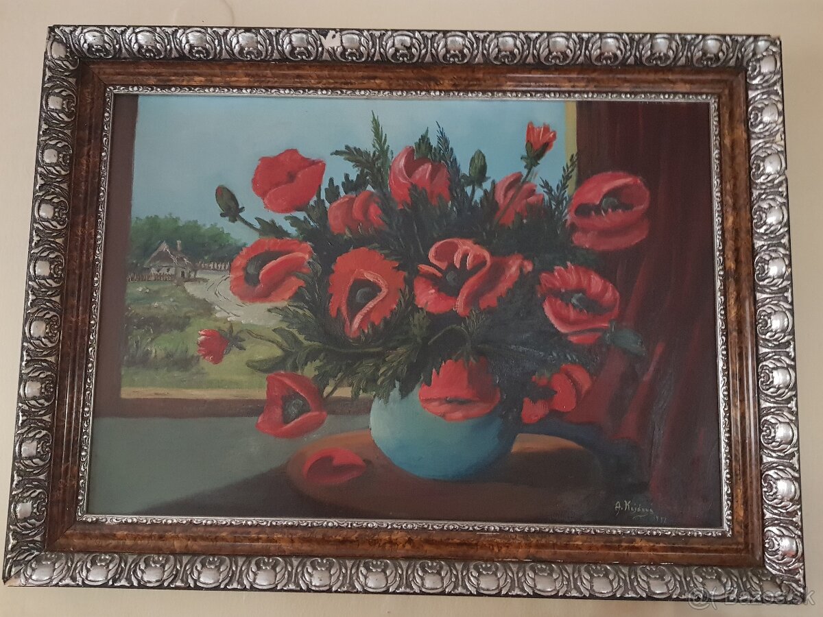 Predám olejomaľbu na plátne - maky