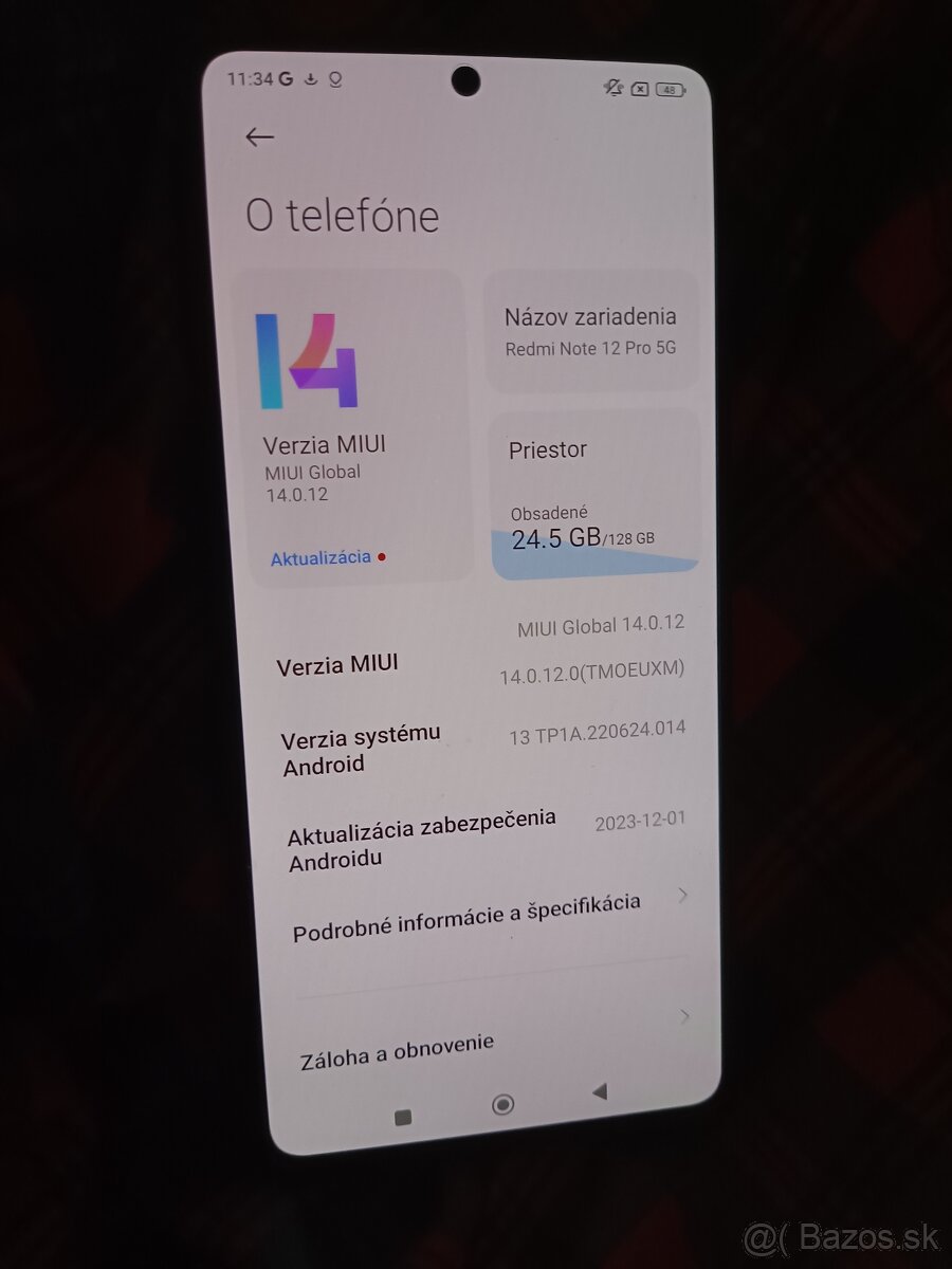 xiaomi redmi note 12 pro 5g 128gb dual sim polročný