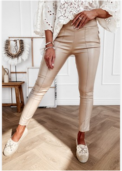 Béžové kožené nohavice BY ME v.L