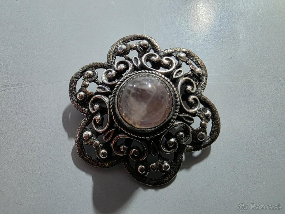 Starožitná strieborná brošňa