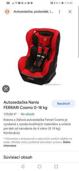 Nania Ferrari  autosedačka 0-18kg