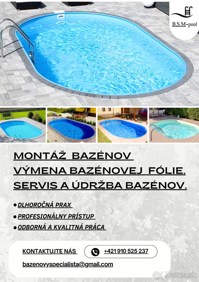 Bazén,Bazény, Bazénova folia, Servis bazéna
