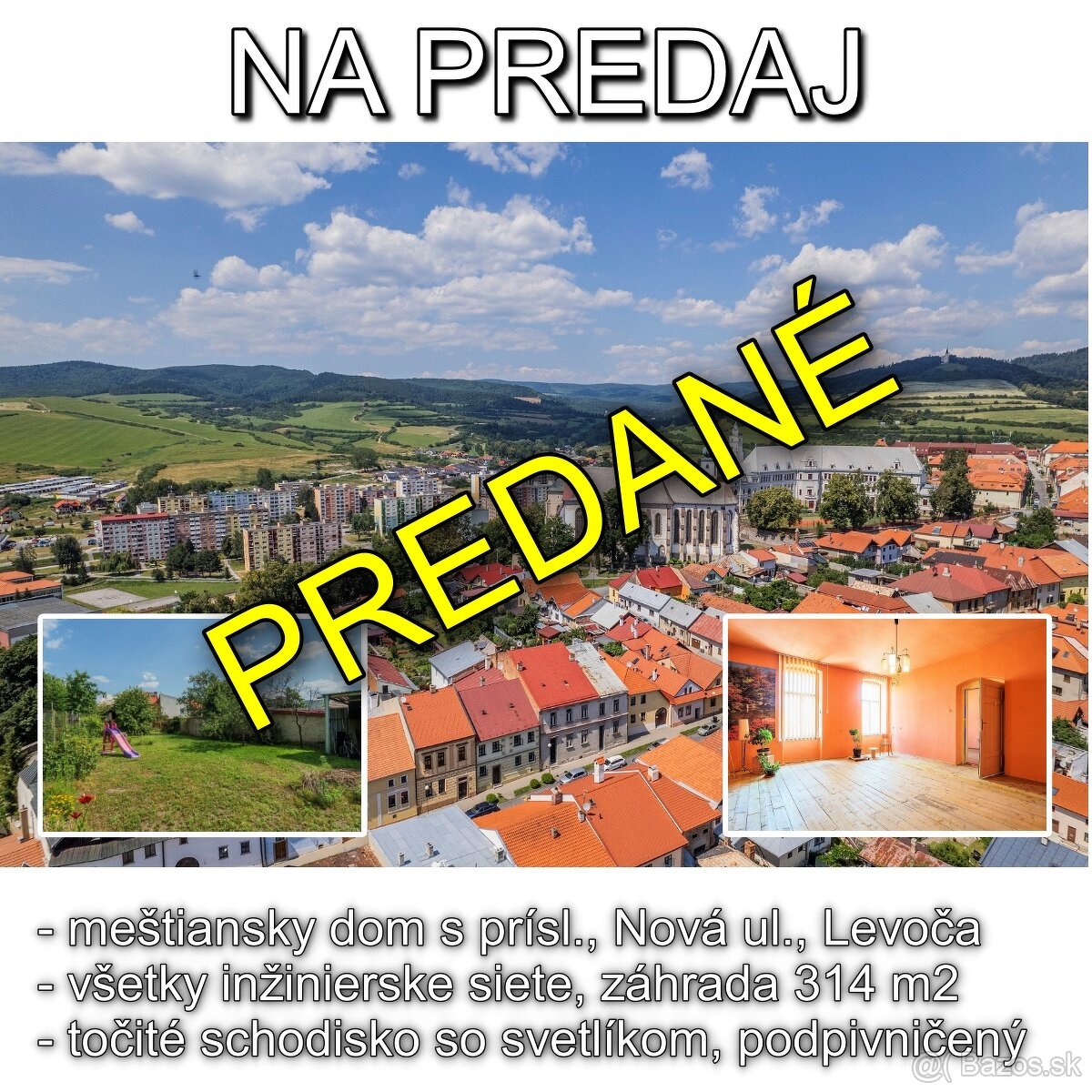 PREDANÉ: Meštiansky rodinný dom, prísl., záhrada, Levoča