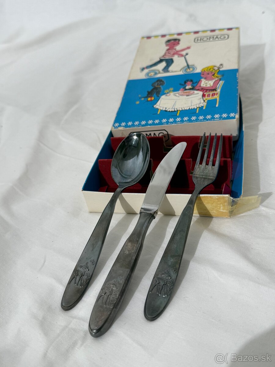 Vintage detsky postriebreny pribor