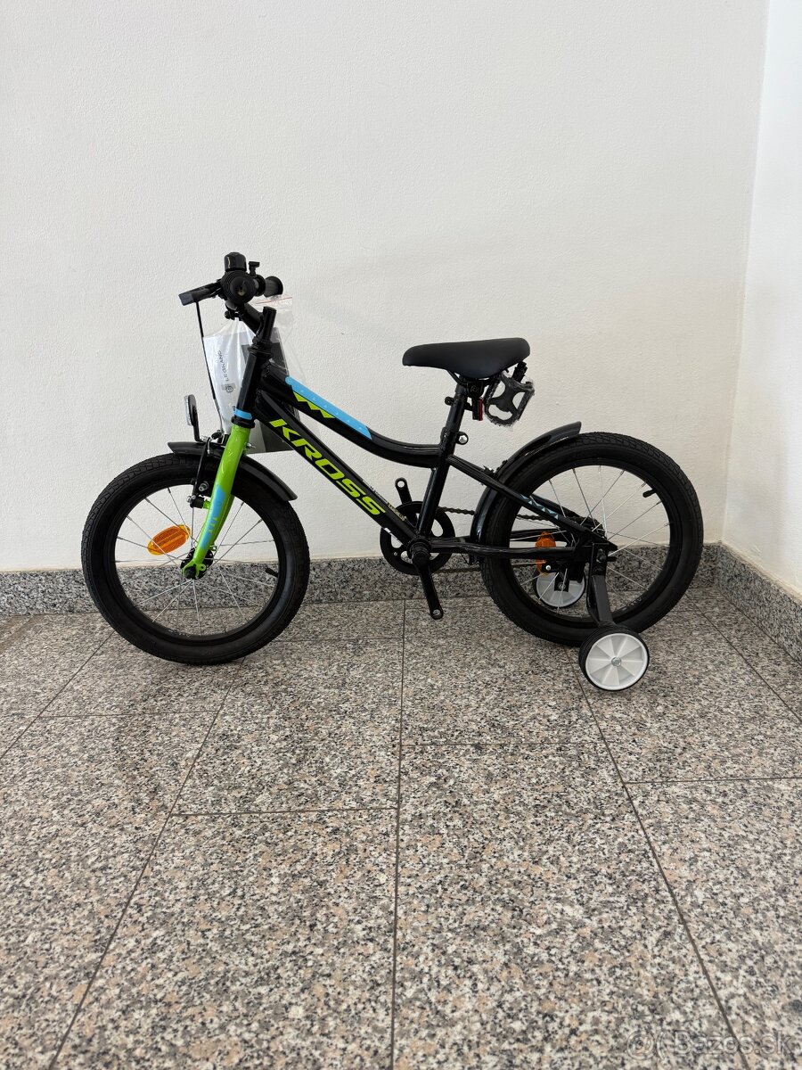 Kross Racer 3.0, 16“, detský bicykel, Black lime blue glossy