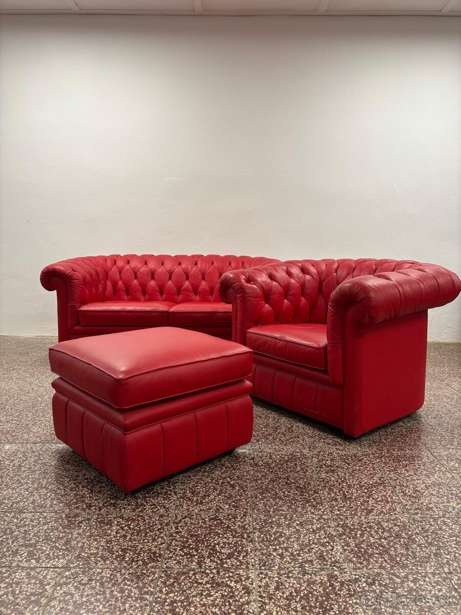 CHESTERFIELD ŠTÝL,KOŽENÁ SEDAČKA