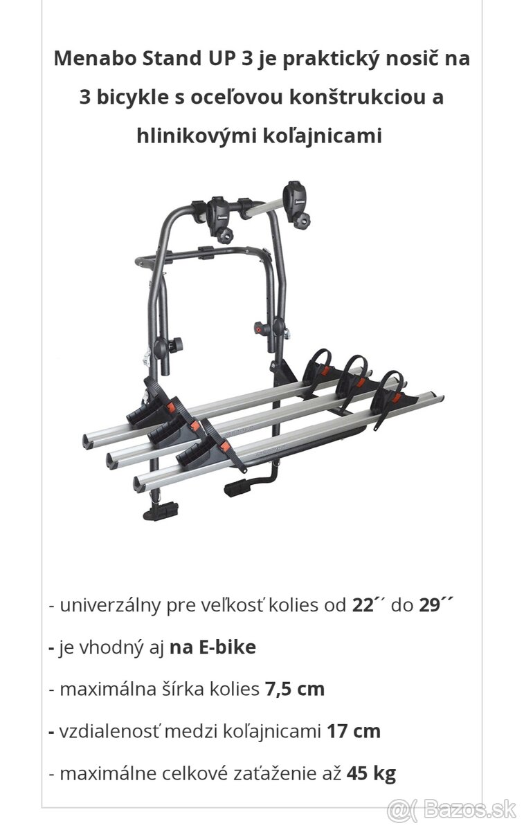 Nosič bicyklov MENABO Stand UP 3