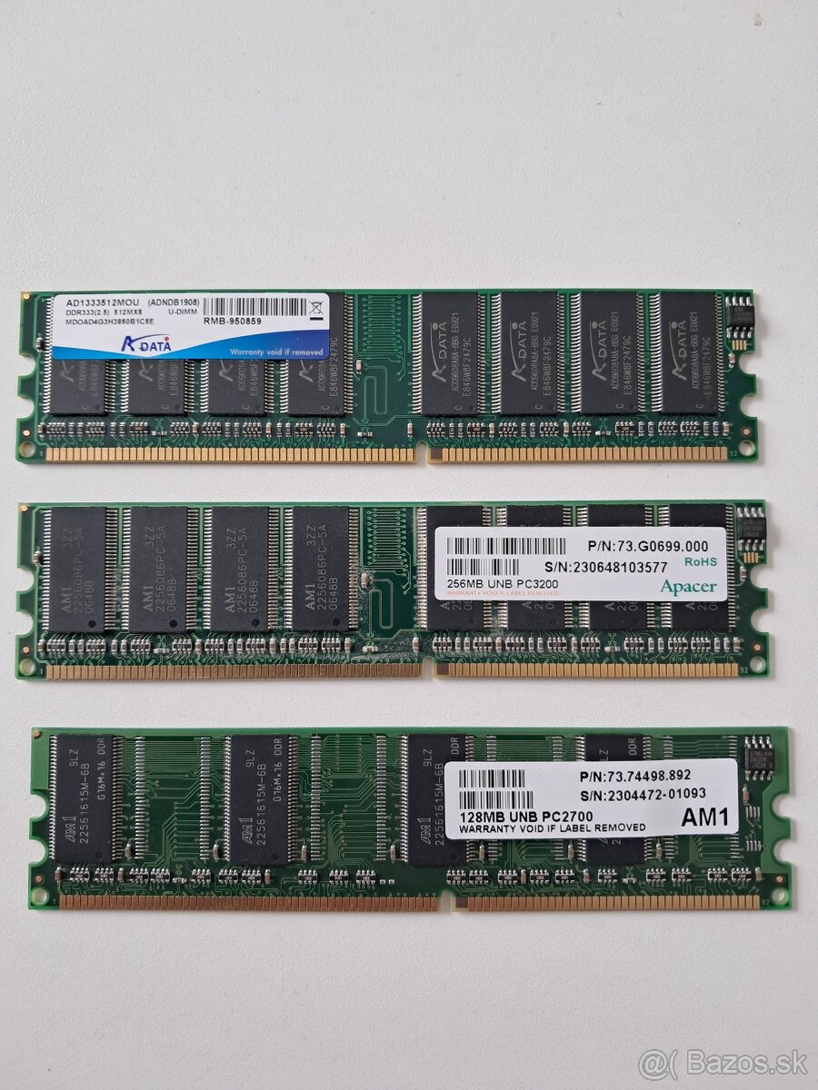 DDR RAM 512 + 256 + 128 - 3 stick package
