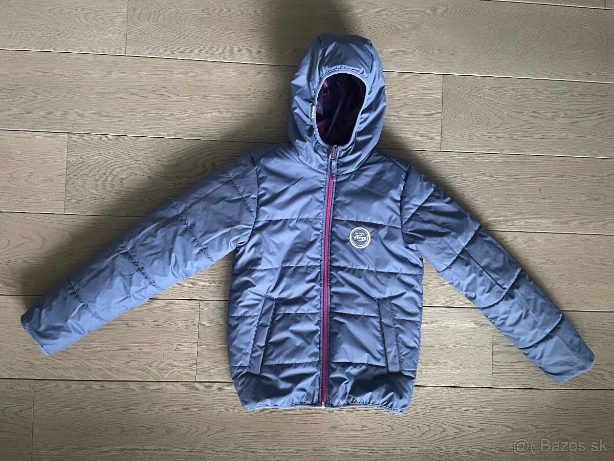Obojstranná dievčenská bunda 146/152, Decathlon