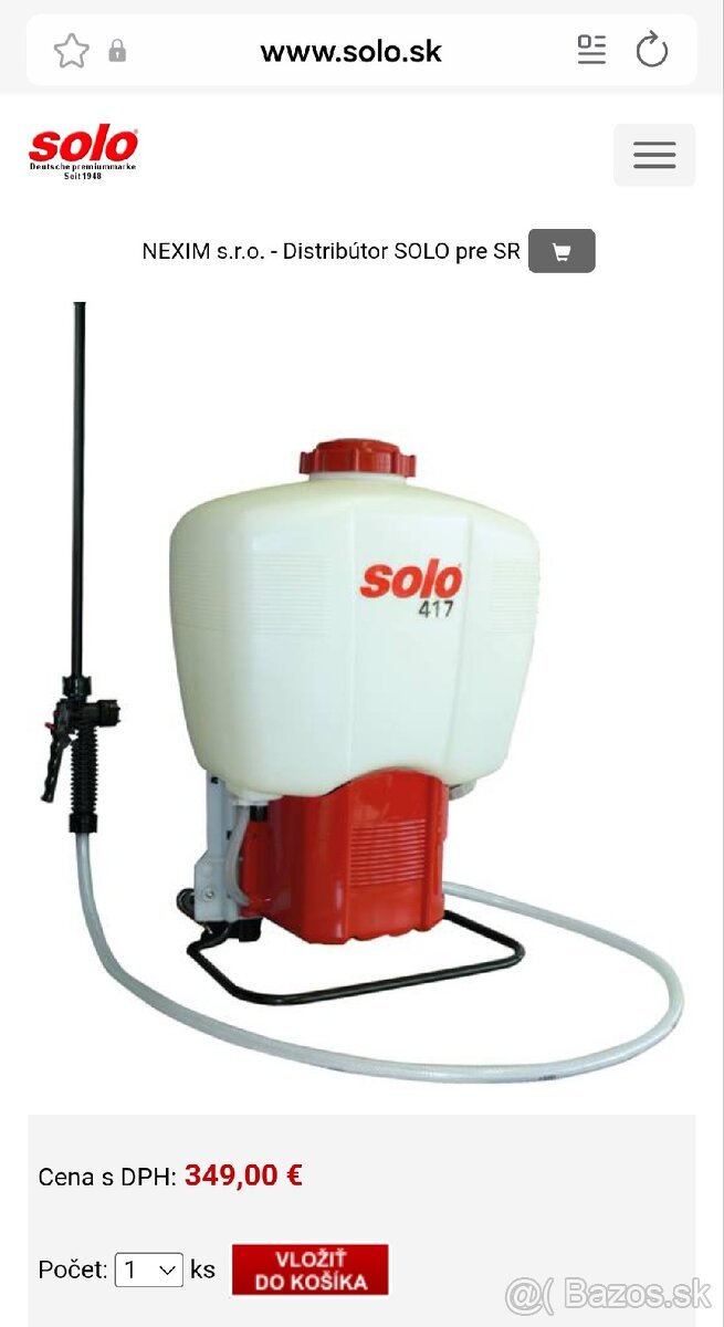 Predáme elek postrekovač Solo 417.