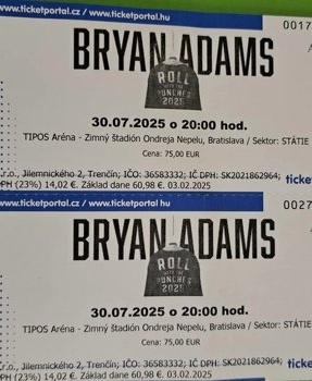 BRYAN ADAMS - listok na pamiatku