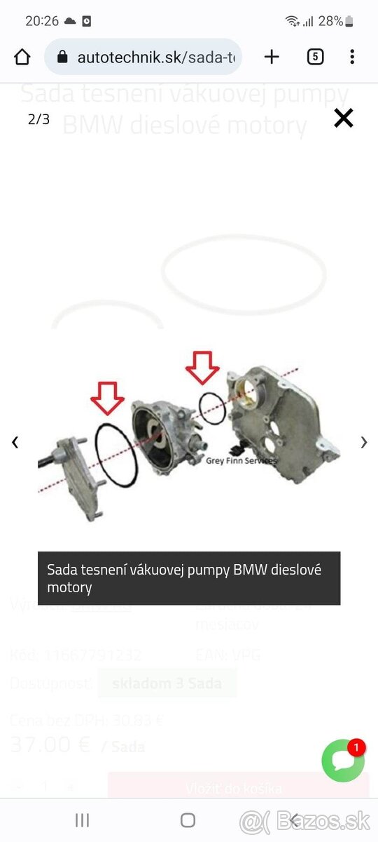 Predám tesnenie na vákuovu pumpu bmw 530d e60