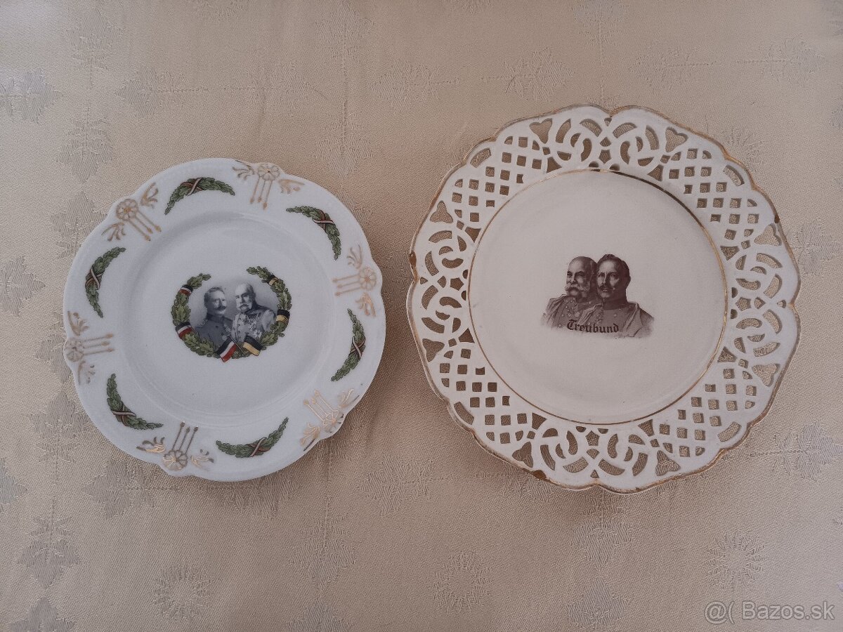 Porcelánové talíře - Franc Jozef, Wihelm II., Rakusko Uhors