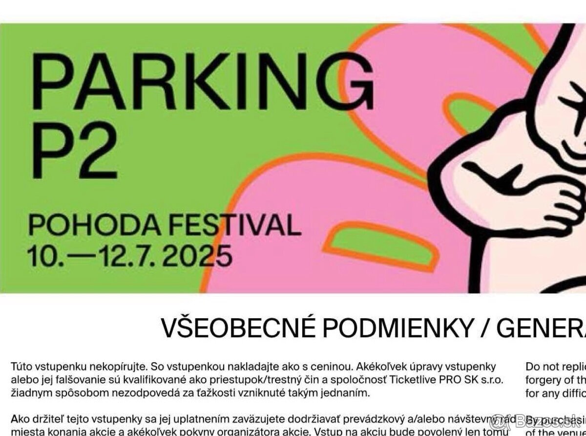 Predám parking lístok P2 na festival Pohoda