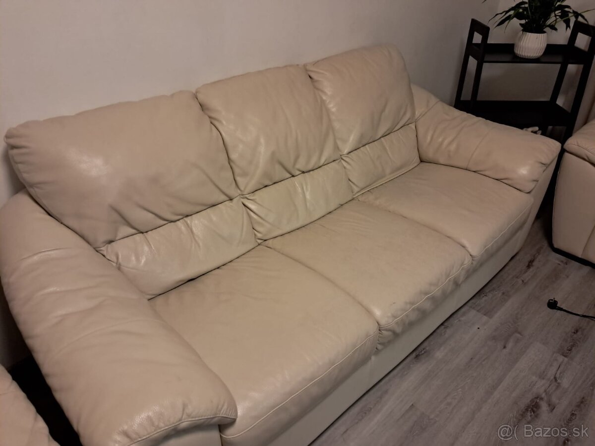 Predám koženú sedačku krémovej farby