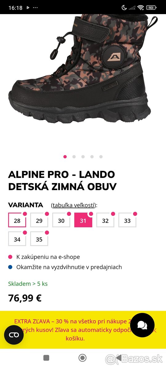 ALPINE PRO - LANDO Detská zimná obuv