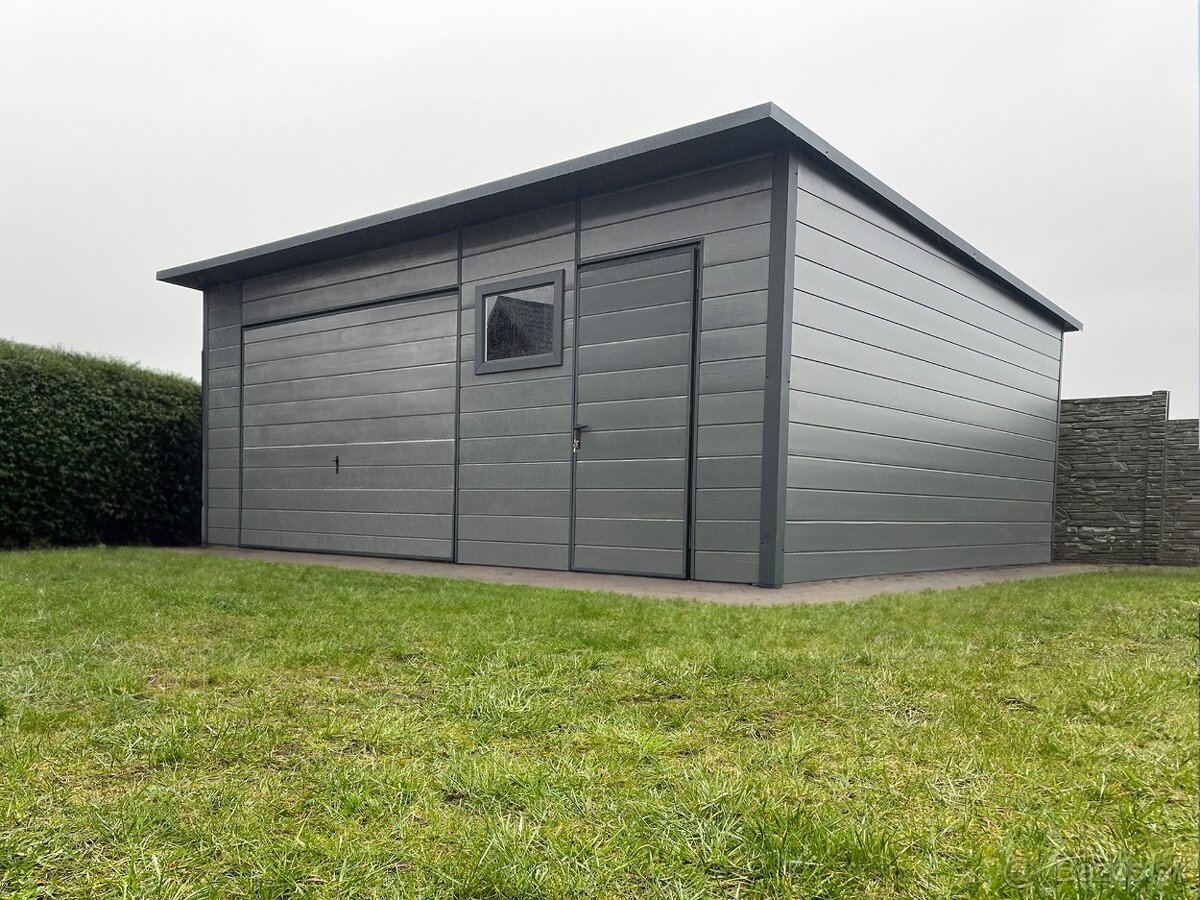 Zateplená plechová garáž 6 x 5,5 m