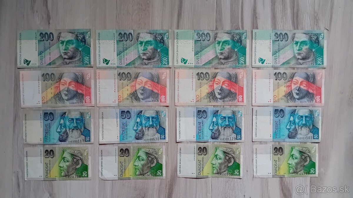 Ceskoslovenské bankovky s kolkom, slovenske bankovky